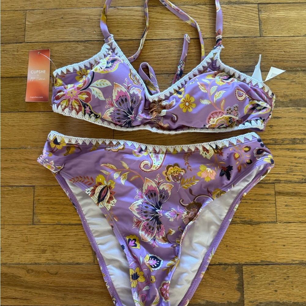 Cupshe Lavender Floral Bikini Set